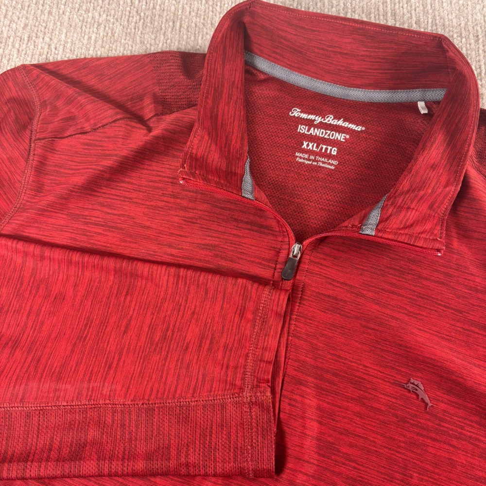 Tommy Bahama Red Island Zone Lightweight 1/4 Zip Pullover Men's Size XXL EUC